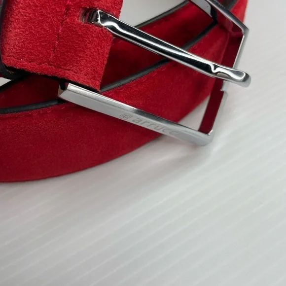 Carrucci Men’s Ruby Red Suede Leather Belt 38” - Picture 4 of 7